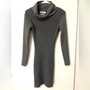 Gray Ribbed Knit Dress